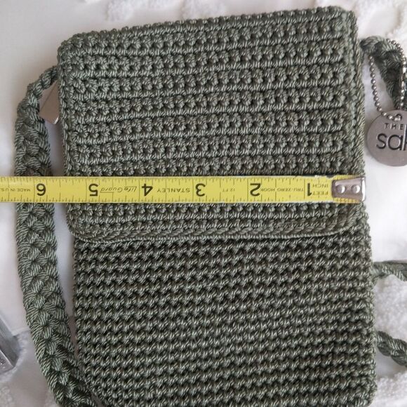The Sak crocheted Sage Green Crossbody Mini Bag - Picture 12 of 14